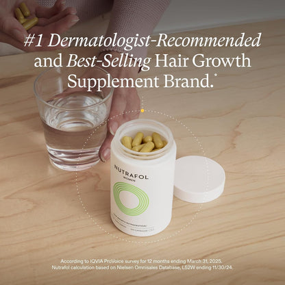 Nutrafol - Suplementos de crecimiento del cabello para mujeres, edades 18-44, clínicamente probados para cabello visiblemente más grueso y fuerte, recomendado por dermatólogos - suministro para 1 mes