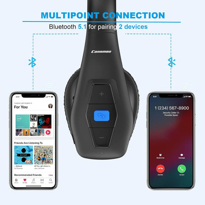 Conambo Auriculares Bluetooth con cancelación de ruido V5.1, 35 horas de tiempo de conversación HD, CVC8.0, micrófono dual manos libres, auriculares inalámbricos, auriculares Bluetooth con botón de