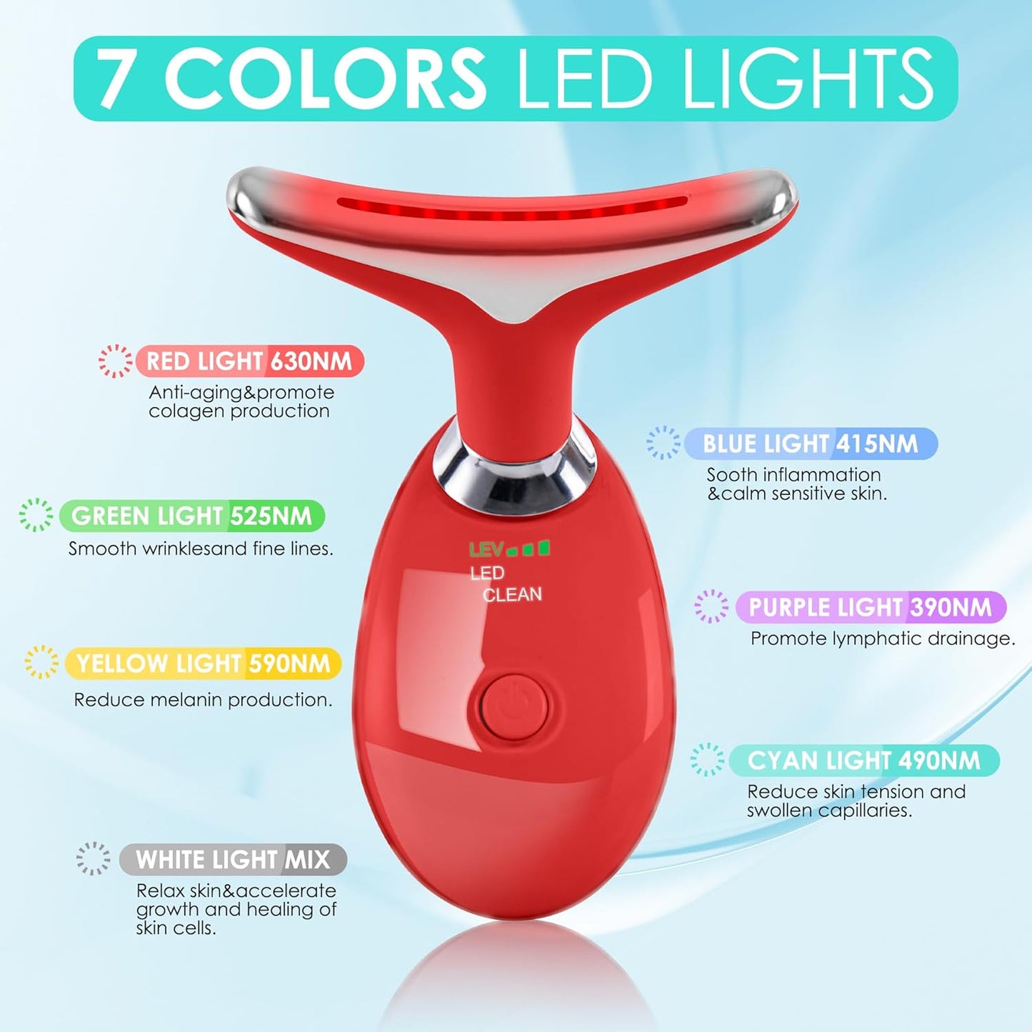 Doset - Masajeador facial con terapia de luz roja para rostro y cue...