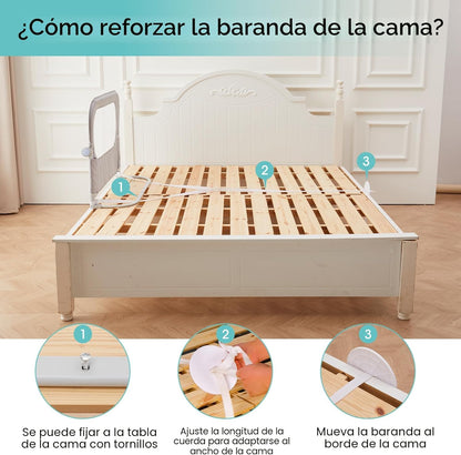 NUTIKAS Barandilla protectora para cama de bebé para niños pequeños...