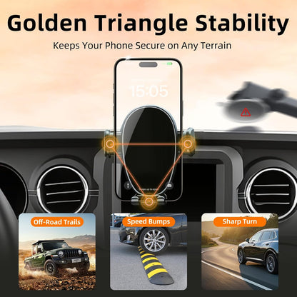 Soporte de teléfono para Jeep Wrangler / Gladiator 2018-2023, soporte de teléfono de automóvil para tablero de instrumentos - giratorio de 360° y ajustable - Soporte de teléfono celular manos libres