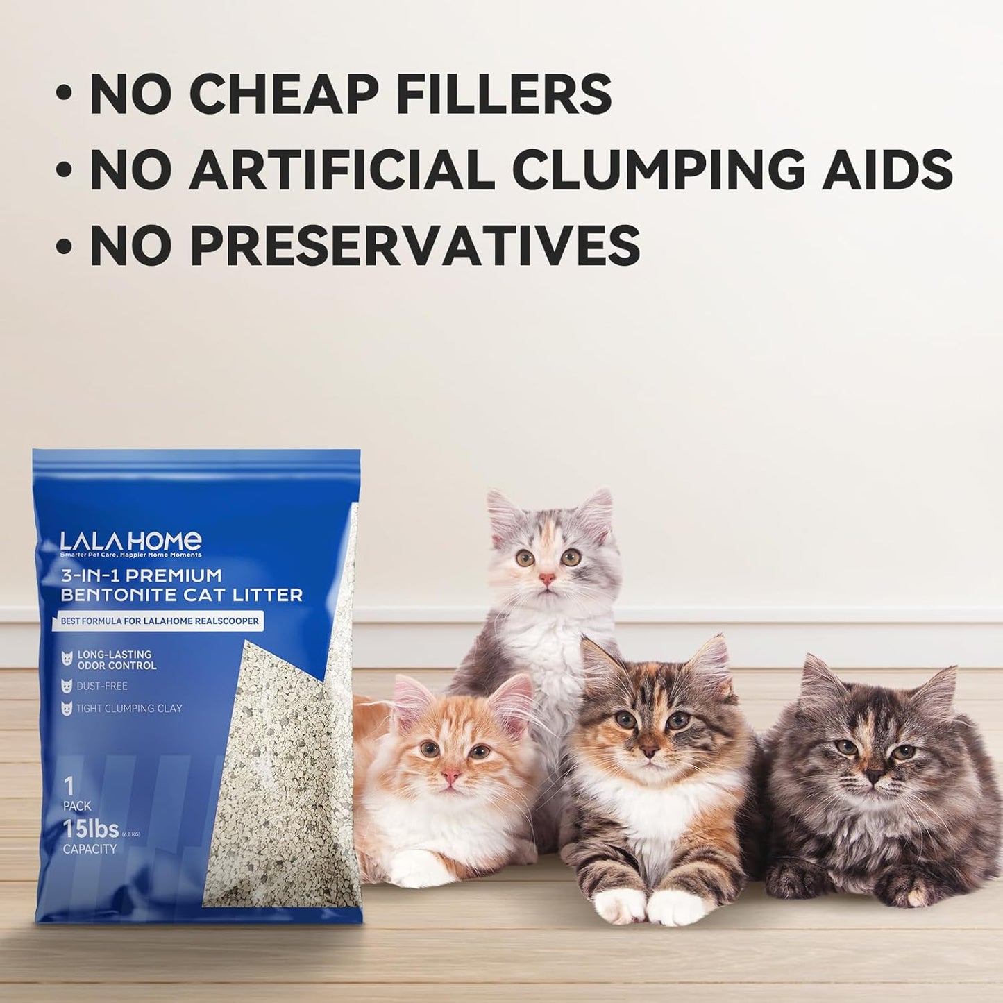 LALAHOME Arena aglutinante para gatos, arena para gatos de bentonit...