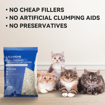LALAHOME Arena aglutinante para gatos, arena para gatos de bentonit...