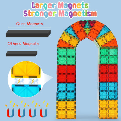 OugerToy - Ladrillos magnéticos educativos para niños, 64 piezas bl...