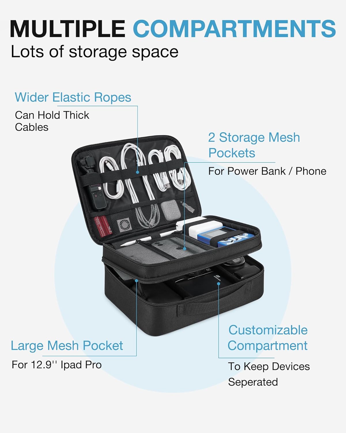 BAGSMART Bolsa organizadora de cables, organizador de artículos ele...
