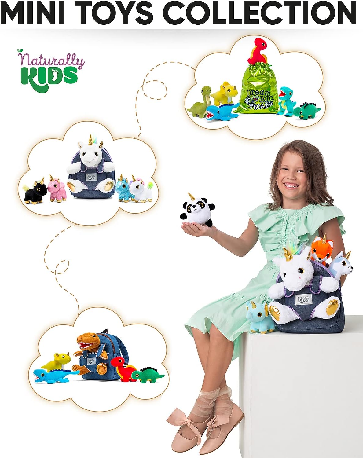 Naturally KIDS Mochila de unicornio para niños pequeños con juguete...