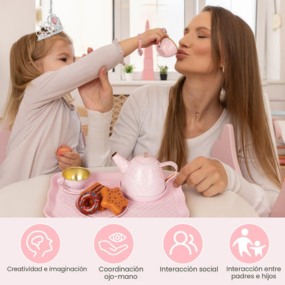 iAOVUEBY Juego de fiesta de té para niñas pequeñas, 49 piezas de ju...
