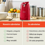 bella Abrelatas eléctrico y afilador de cuchillos, palanca de corte...