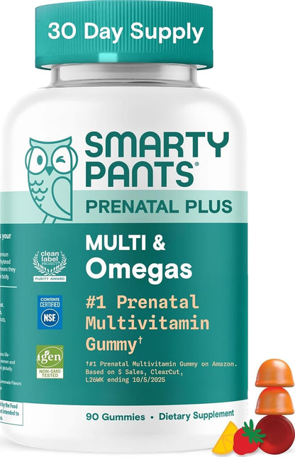 SmartyPants Gomitas multivitamínicas prenatales - Fórmula mejorada:...