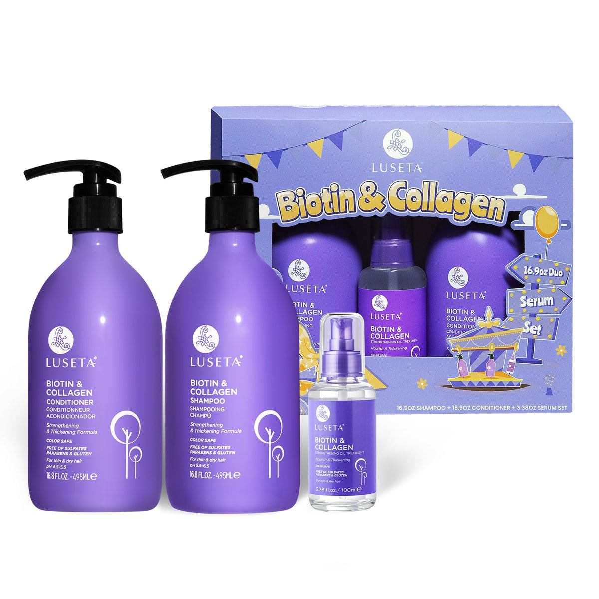 Luseta - Set de regalo de biotina y colágeno para mujer, champú | P...