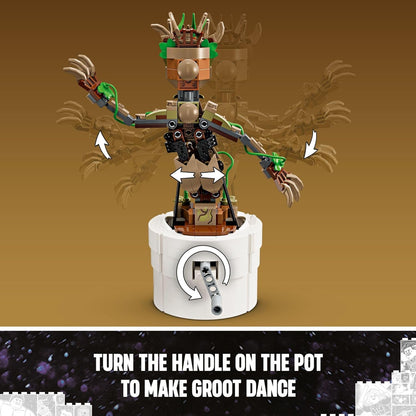 LEGO Marvel Dancing Groot, Guardianes de la Galaxia Juguete, regalo de cumpleaños construible, juguete de Marvel, juego interactivo operado a mano de superhéroe, regalo de Marvel para niños, figura