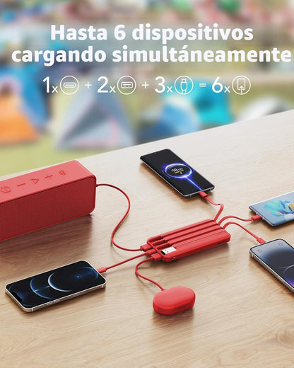 Charmast Cargador portátil con cables incorporados, banco de energí...