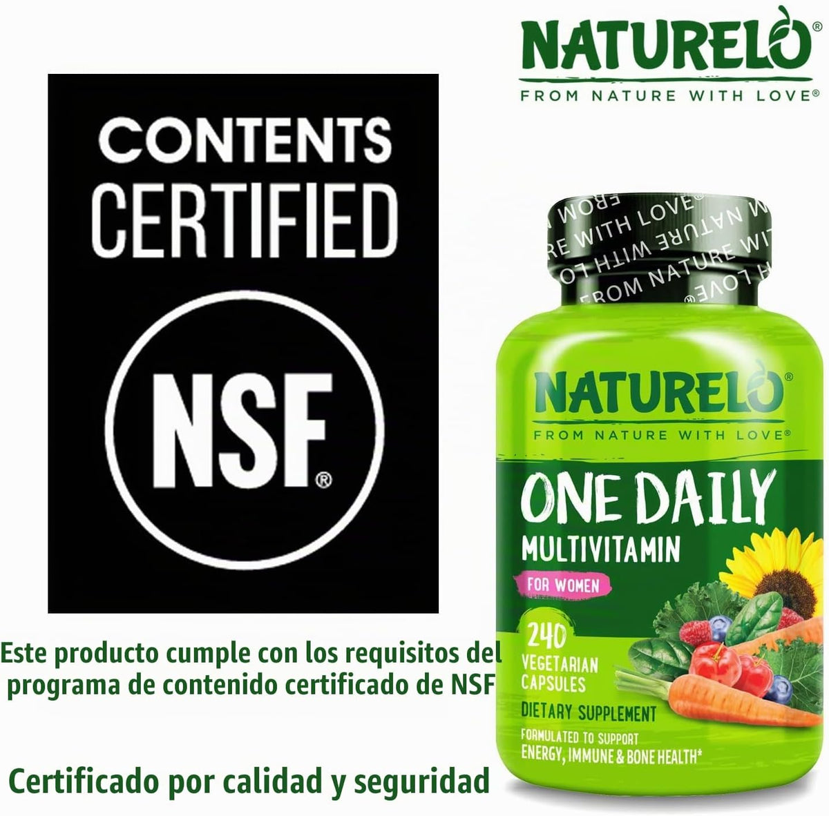 NATURELO One Daily Multivitamínico para mujeres con vitamina B12, 2...