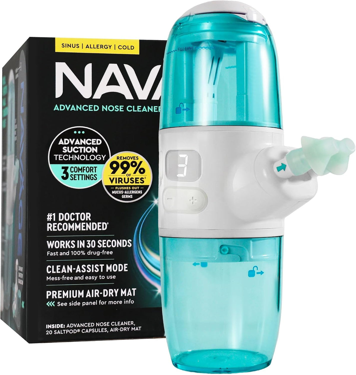 Navage Limpiador de nariz avanzado - Sistema de riego nasal con suc...