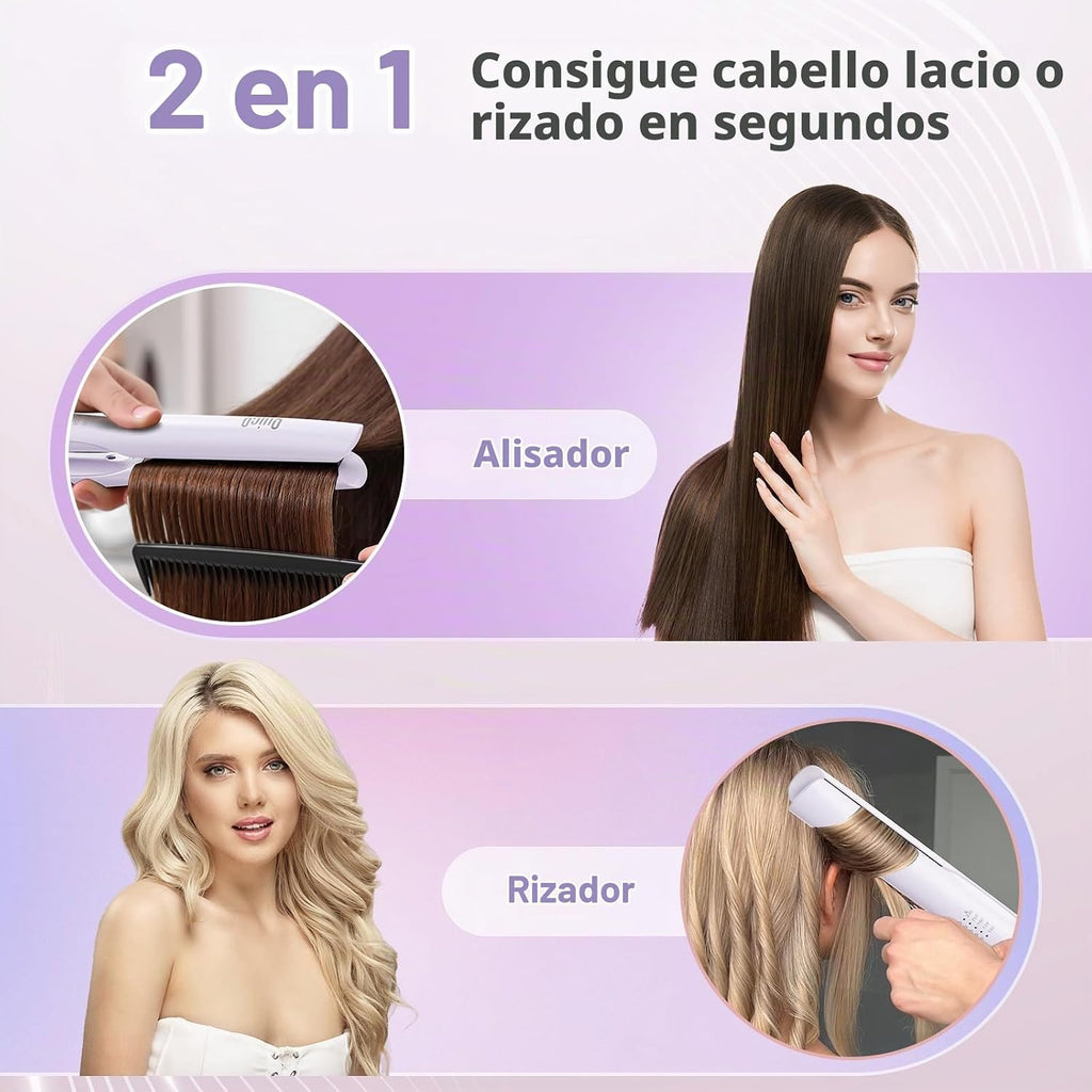 Quico Plancha de pelo mejorada, alisador de pelo de doble voltaje d...