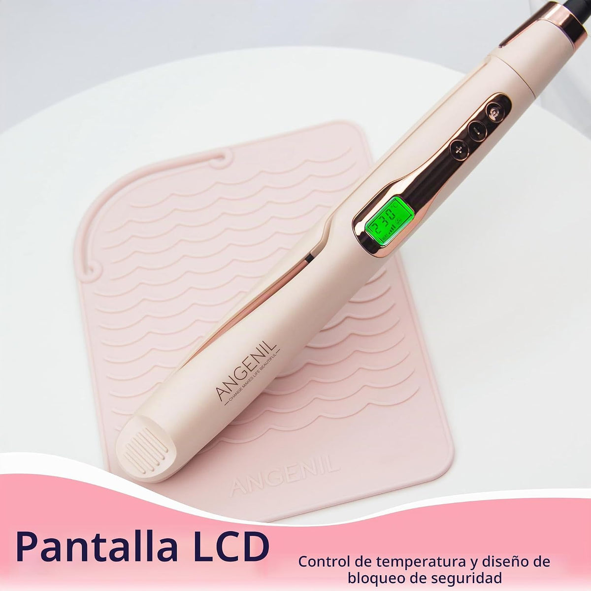 Plancha plana de pelo profesional Angenil Pro Twist, alisadora y ri...
