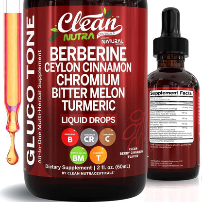 Clean Nutra Berberine con suplemento de canela de Ceilán gotas líqu...