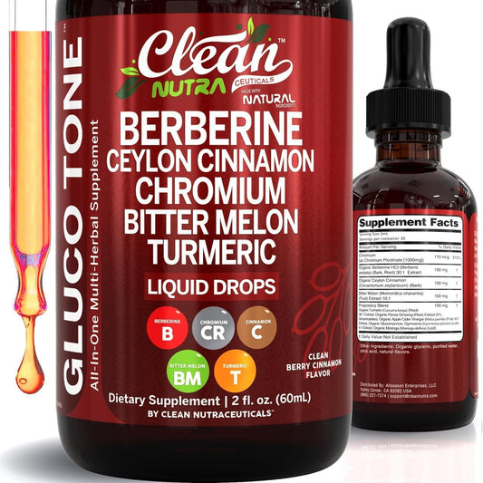 Clean Nutra Berberine con suplemento de canela de Ceilán gotas líqu...