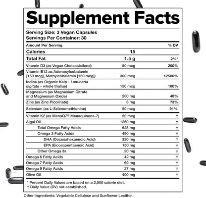 Complement Multivitamínicos veganos para mujeres y hombres, Omega 3...