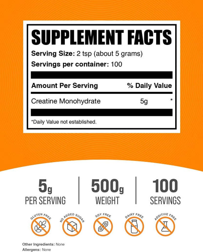 Polvo micronizado de creatina monohidrato de BulkSupplements, 99,99...