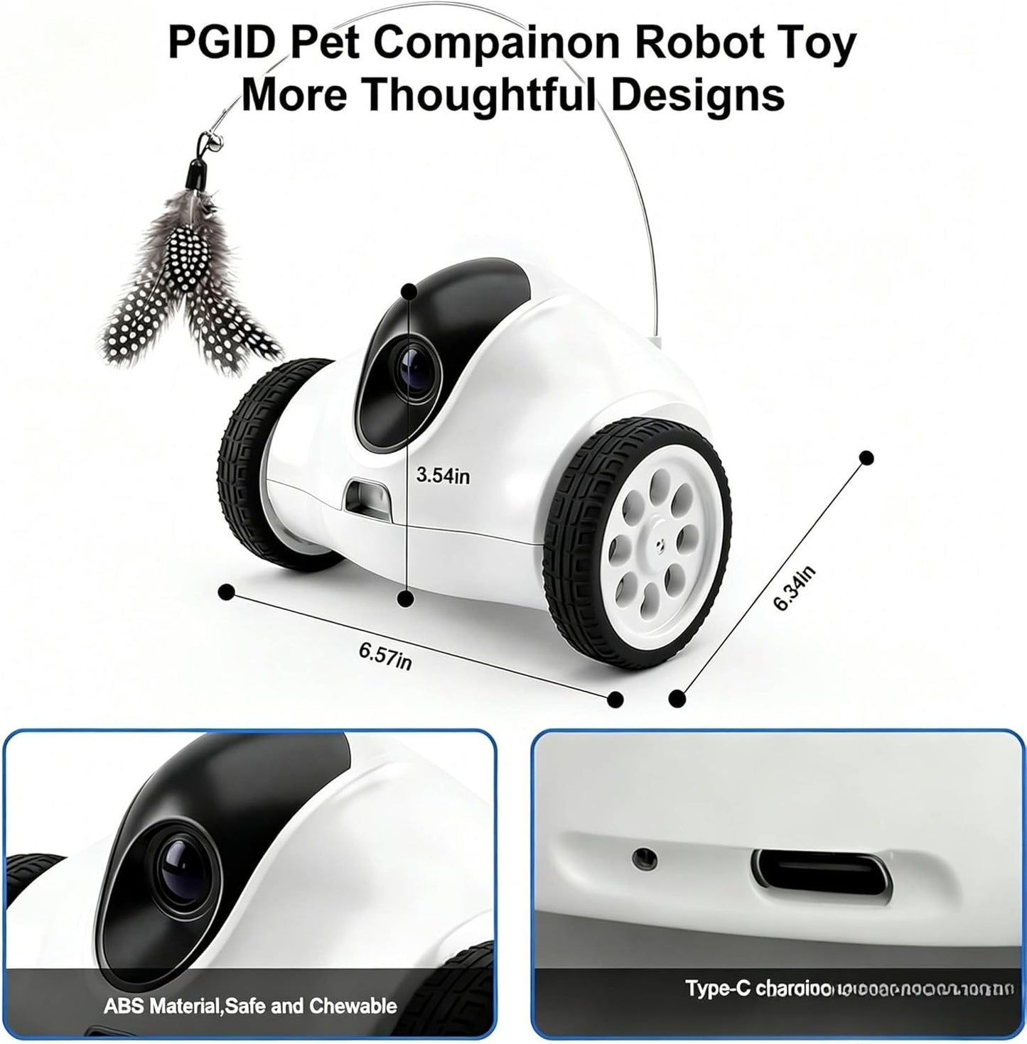 PGID Cámara robot para mascotas, robot móvil para mascotas con apli...