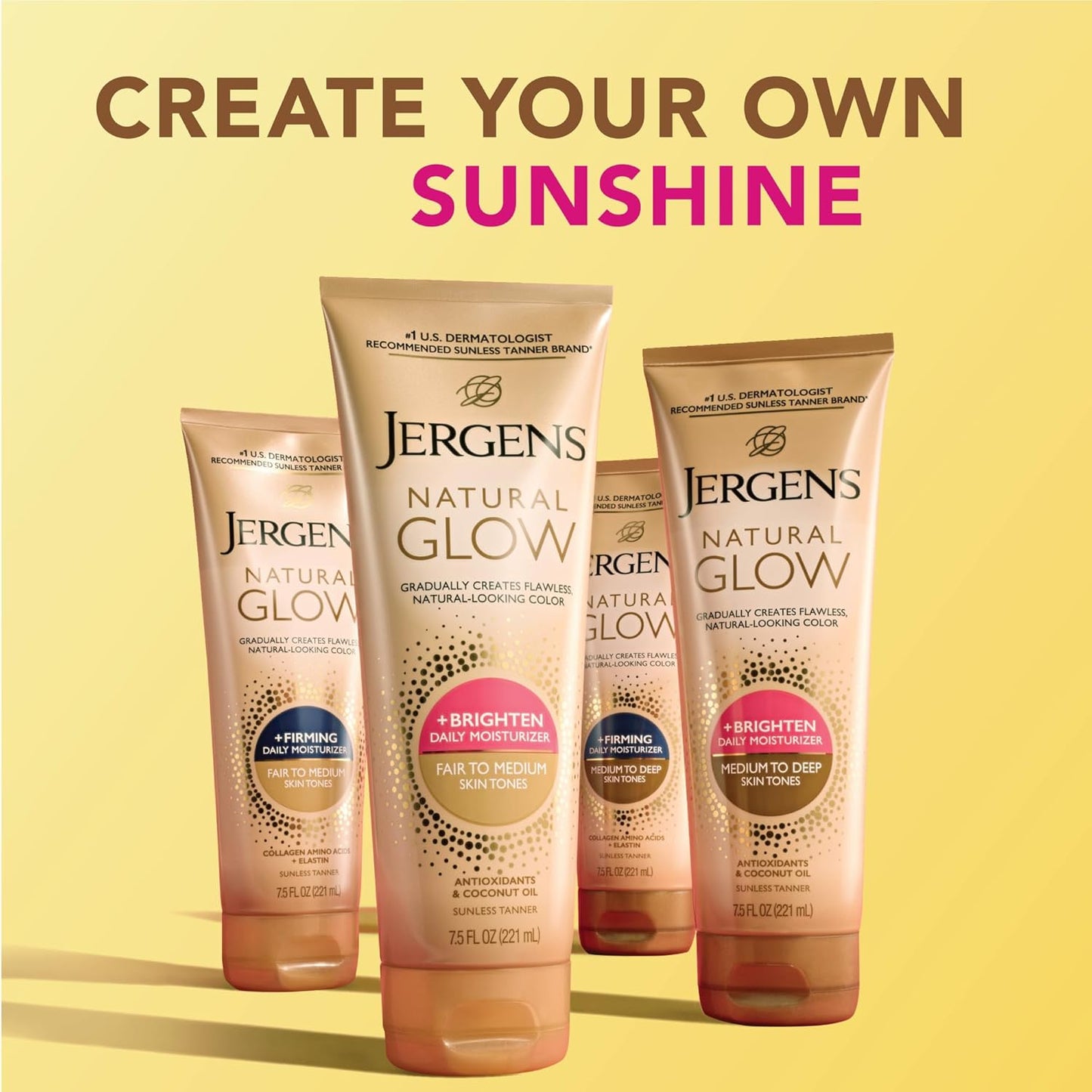 Jergens Natural Glow + Loción corporal autobronceadora reafirmante,...