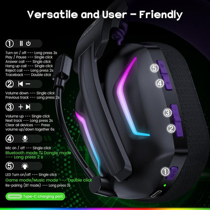 WESEARY Wireless Gaming Headset for PC, Laptop, Mac &amp; Switch, D...