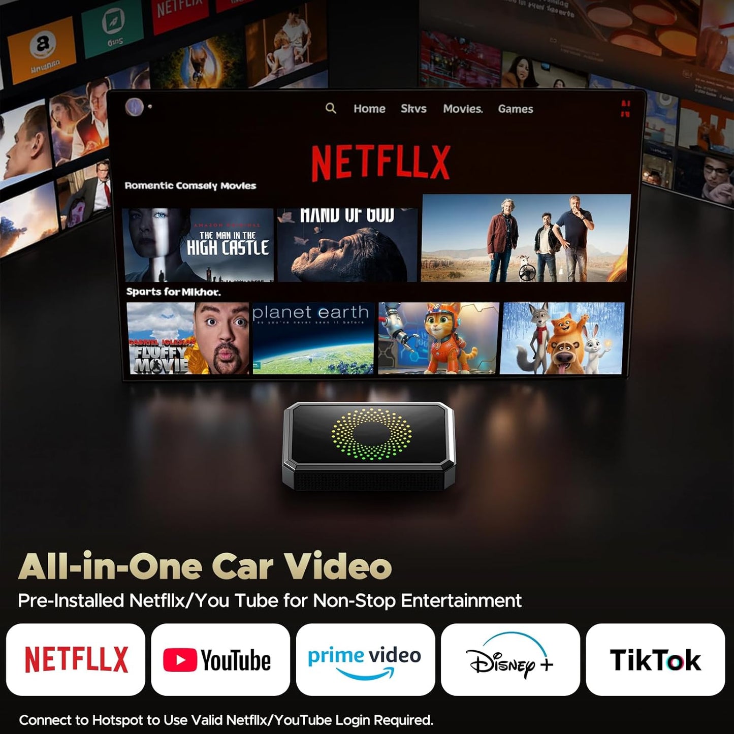 TOGUARDGO Adaptador inalámbrico 3 en 1 Carplay Magic AI Box con Net-Flix YouTube TikTok Actualización de Car Play con cable a soporte inalámbrico Unidad USB para iPhone 10+ y Android 13+