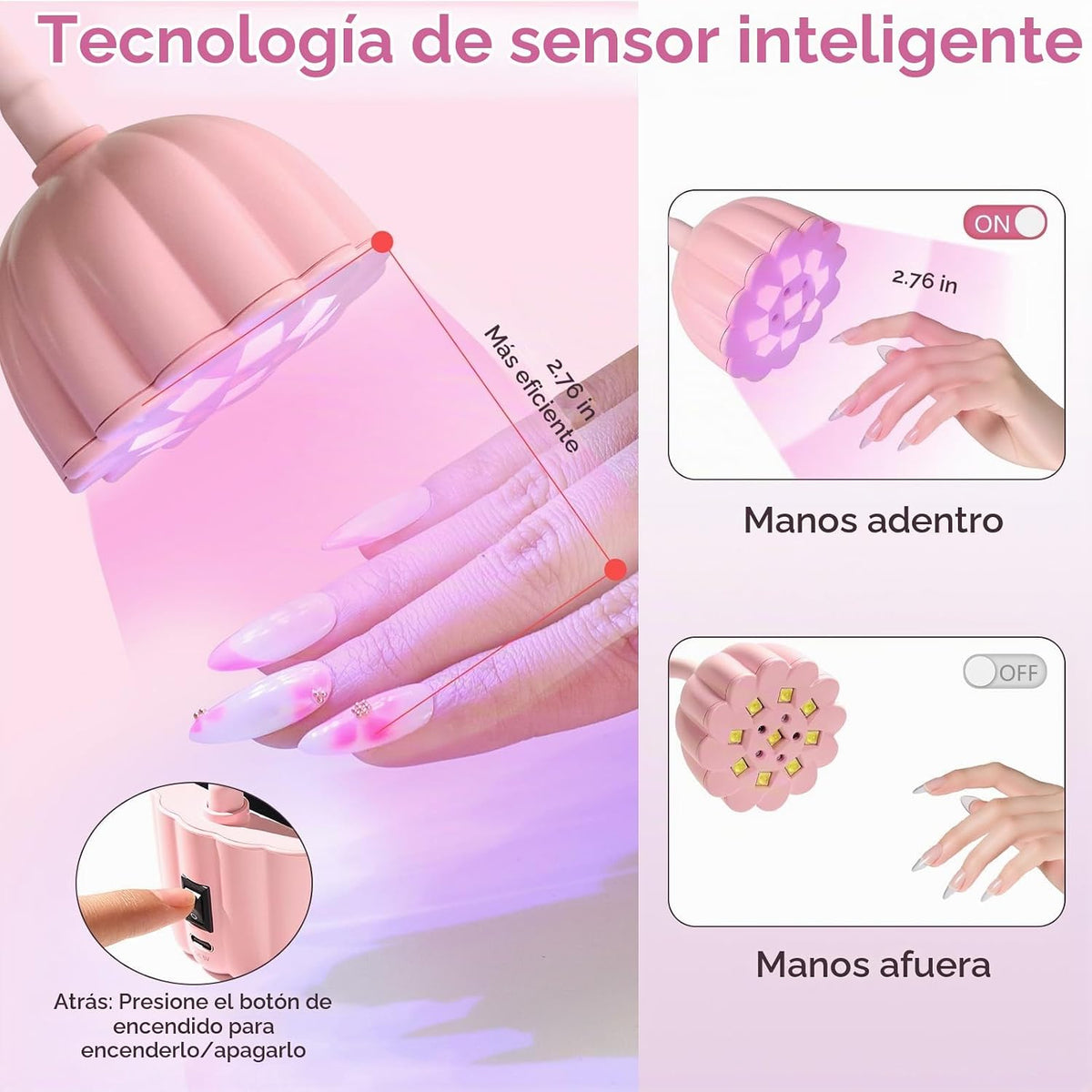 Makartt Lámpara UV LED de cuello de cisne para uñas gel constructor...