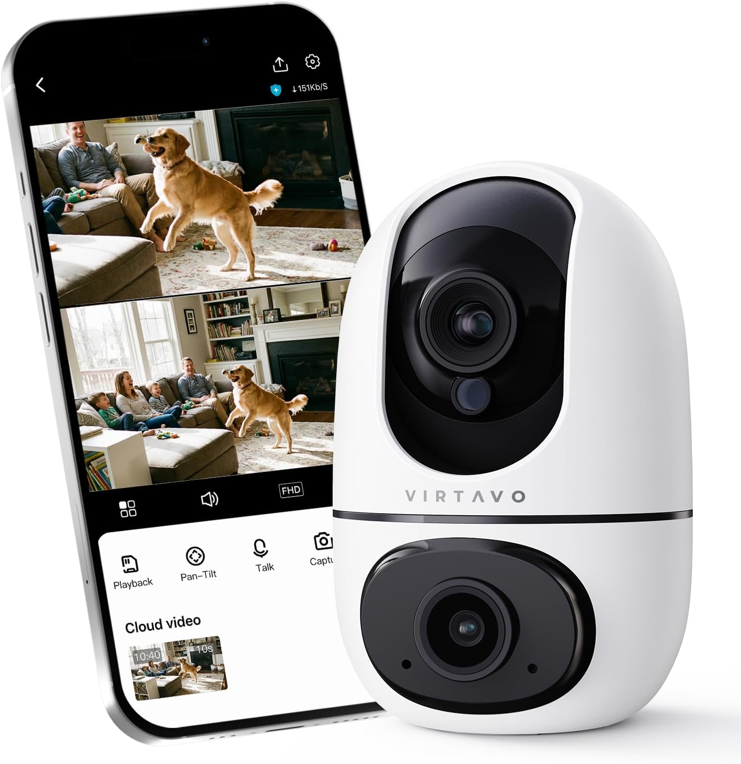 virtavo Cámara WiFi de Seguridad XD1 para Interiores, No Requiere S...