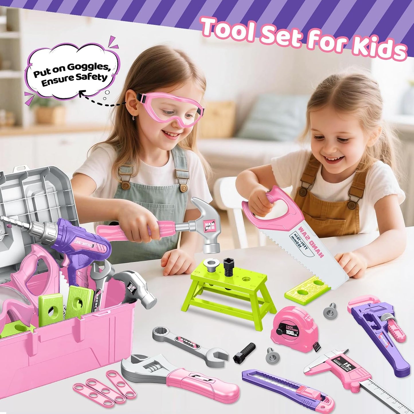 Set de herramientas para niños 46 piezas, juego de herramientas par...