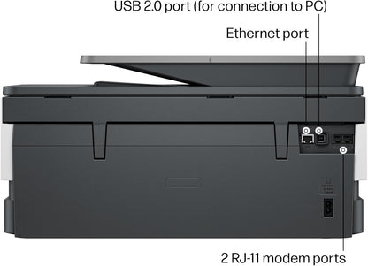 HP OfficeJet Pro 8139e Impresora inalámbrica de inyección de tinta todo en uno, impresión, escaneo, copia, fax, ADF, impresión a doble cara Lo mejor para la oficina en casa, 1 año de prueba de tinta instantánea incluida, habilitada para IA (40Q51A)