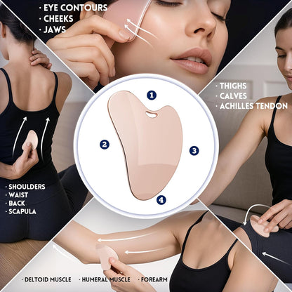 Yeamon Gua Sha - Juego de herramientas faciales y rodillo facial, h...