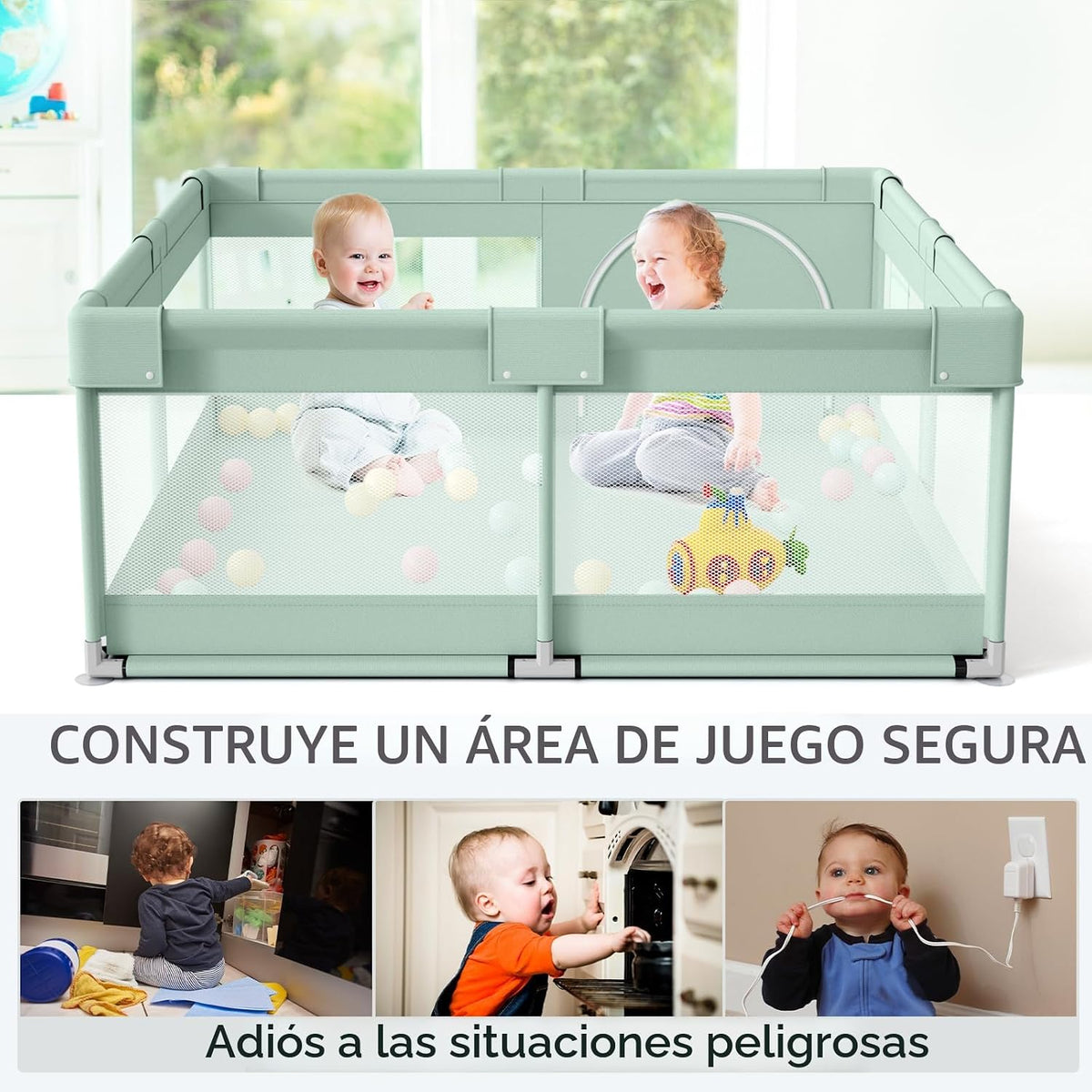 Fodoss - Corralito para bebés y niños pequeños, 47 x 47 pulgadas, v...