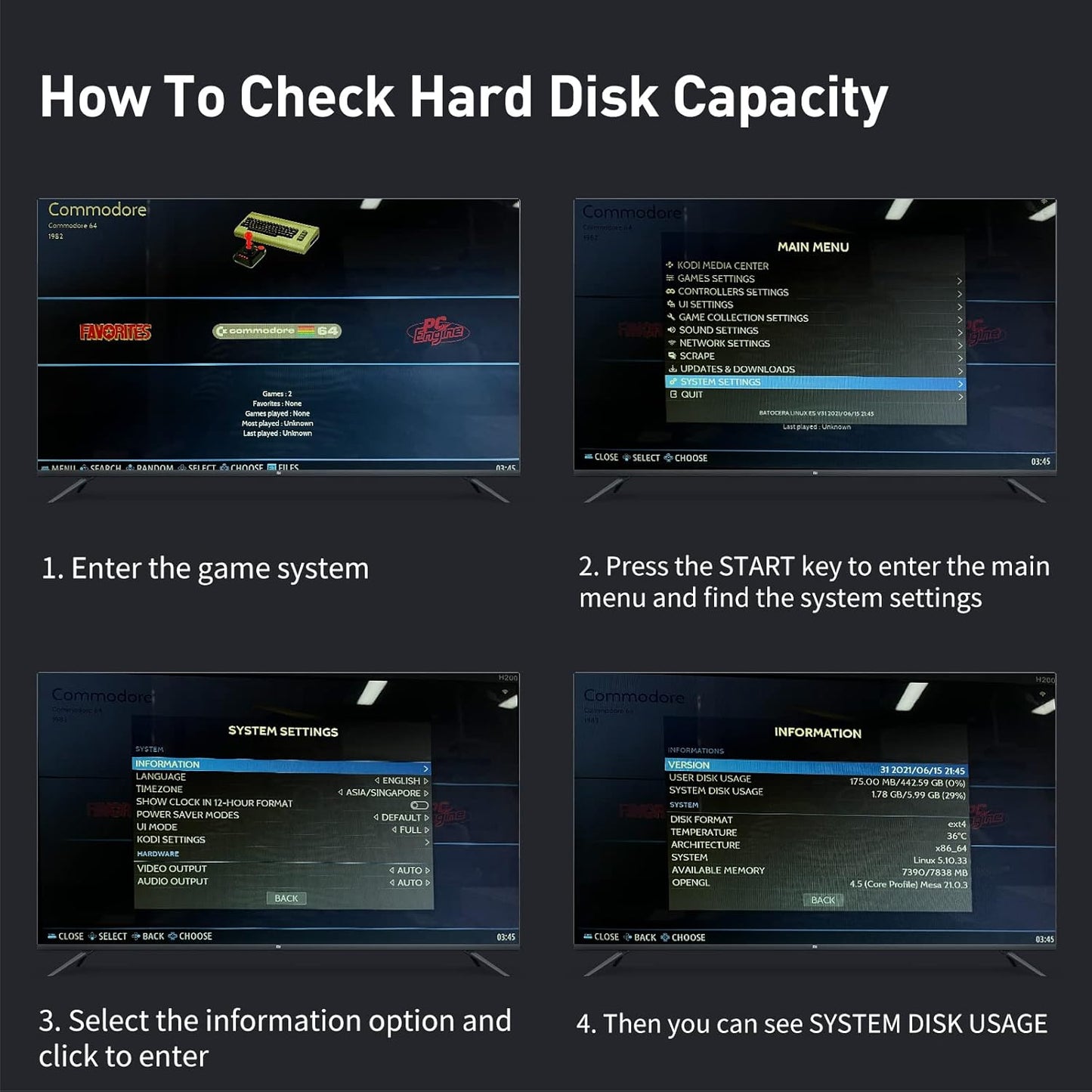Kinhank Disco duro de juego de 2 TB, 120000 juegos incorporados, sistema Batocera 33, disco duro externo compatible con Mac OS/Linux/Windows XP/7/8/10/11, disco duro portátil, USB 3.0