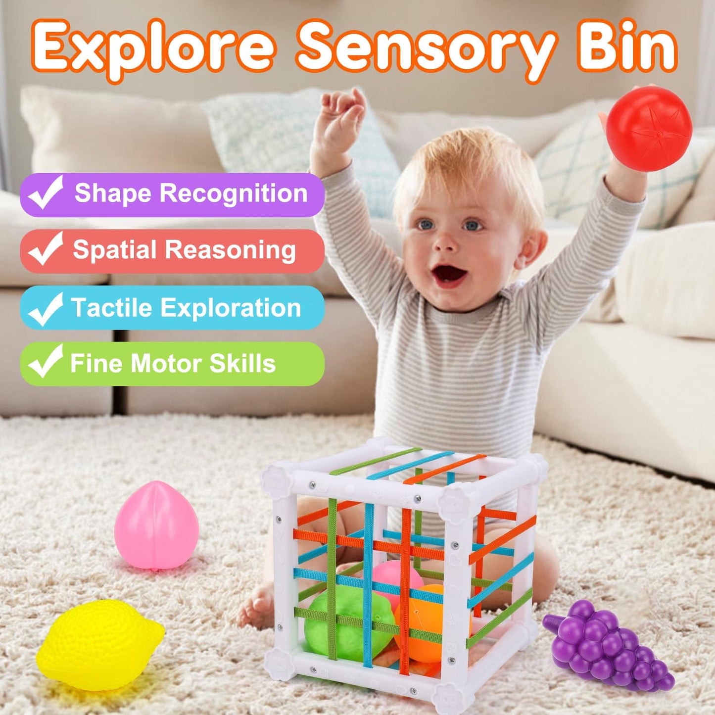 Juguetes Montessori para bebés de 6-12-18 meses, tazas de apilar con cuerda para bebés, bloques clasificadores de forma, juguete de desarrollo sensorial y aprendizaje de 6-9 9-12 meses, regalo de