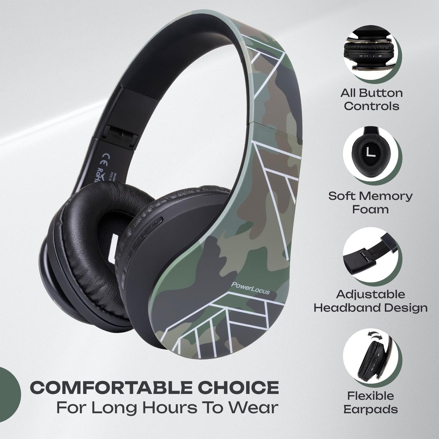 PowerLocus Auriculares Bluetooth sobre la oreja, auriculares inalám...