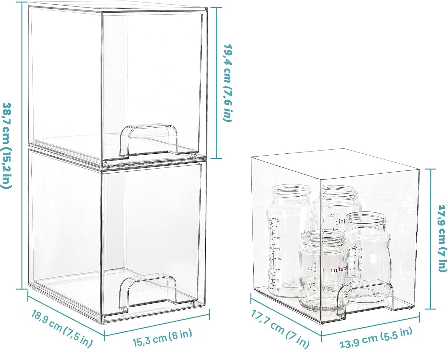 Vtopmart Cajones de almacenamiento apilables transparentes de 7.6 p...