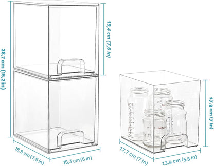 Vtopmart Cajones de almacenamiento apilables transparentes de 7.6 p...