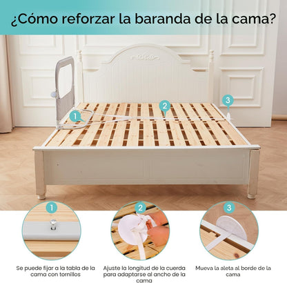 NUTIKAS Barandilla de Seguridad para Cama de Bebé para Niños Pequeñ...