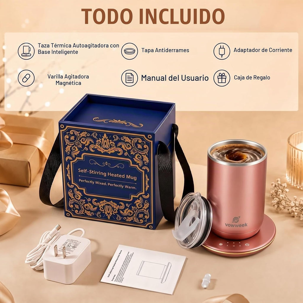 Taza de café con agitación automática, taza calentada de 10 oz con...