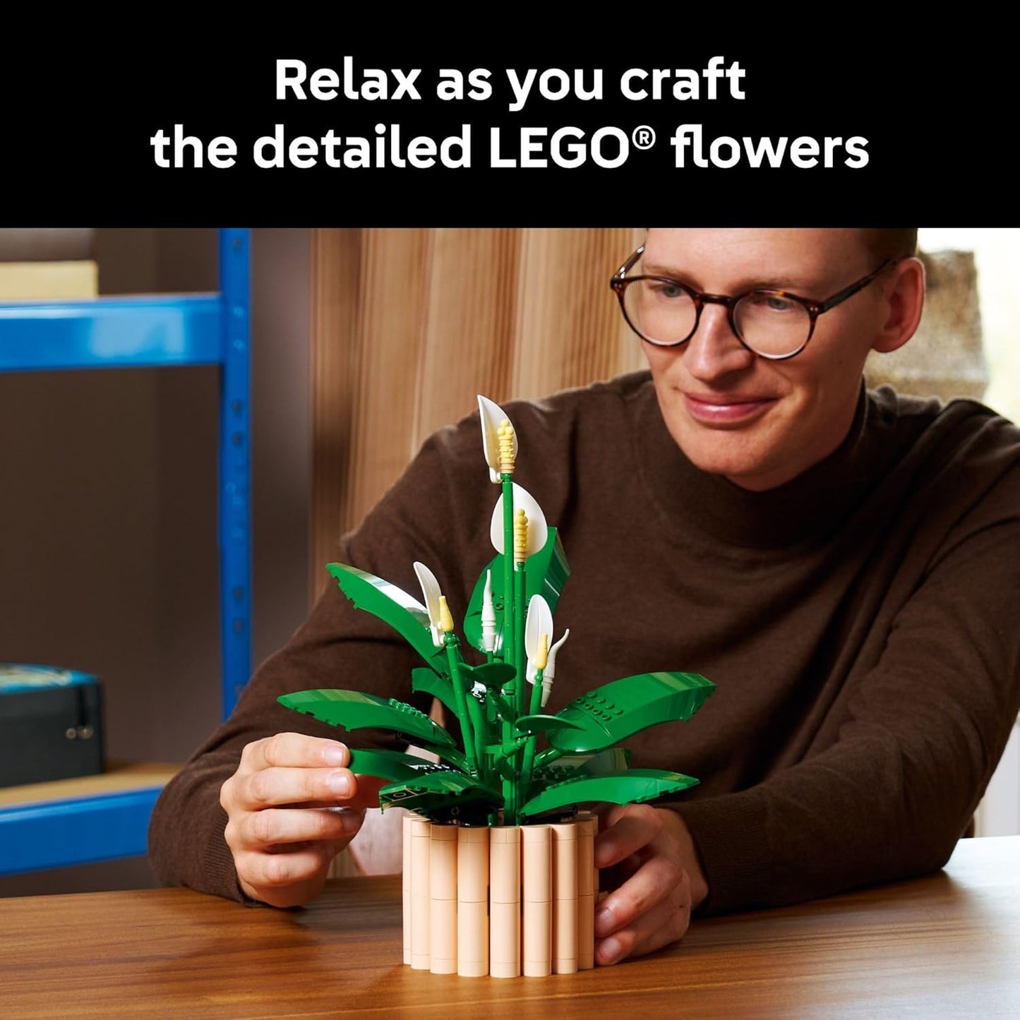 LEGO Botanicals - Juego de construcción de flores de lirio de la paz para adultos, dormitorio, estante de libros y decoración de oficina para mujeres y hombres, a partir de 18 años, regalo para el día