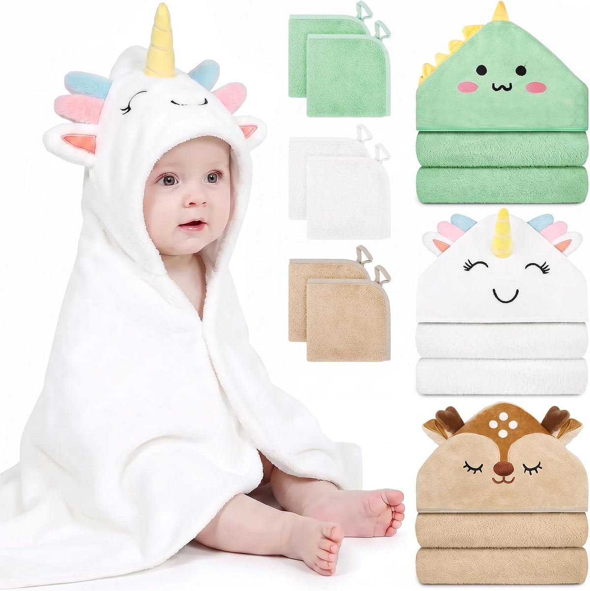 9 toallas de baño para bebés para recién nacidos (dinosaurio, unico...