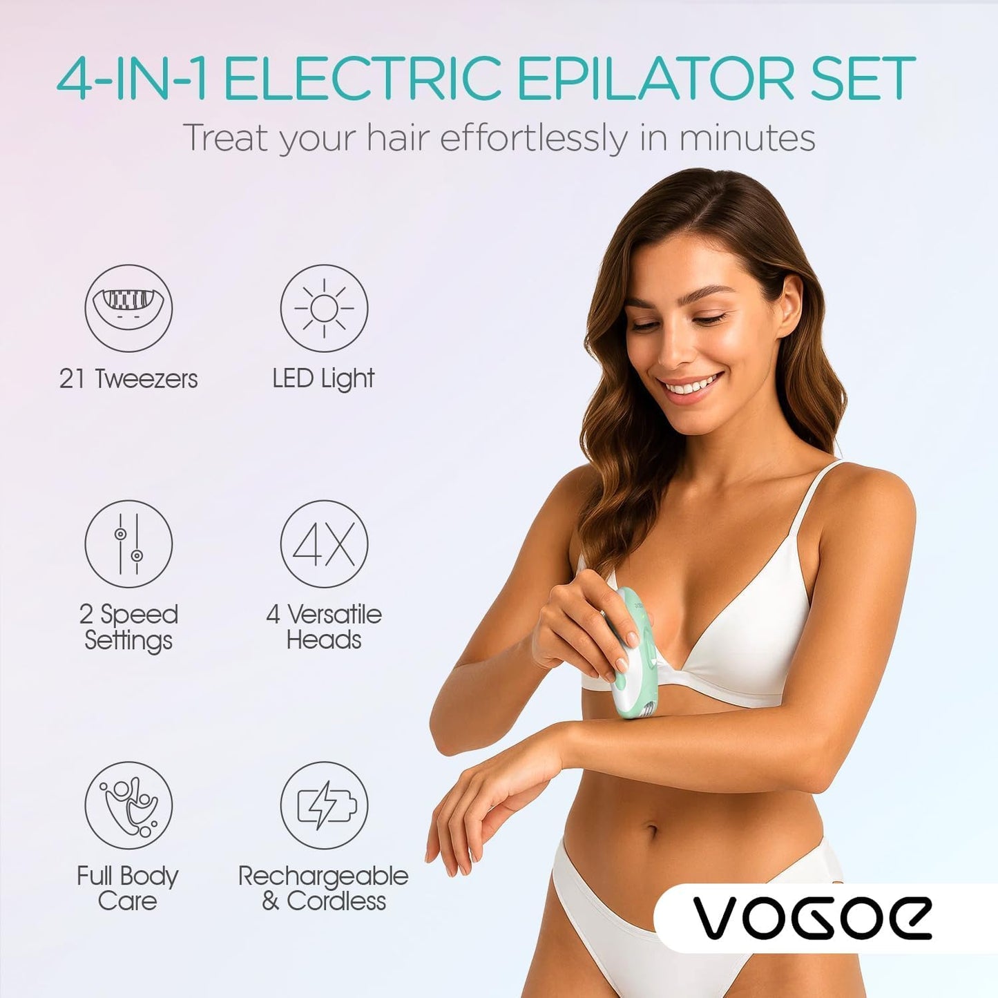 VOGOE Depiladora para mujer, depiladora inalámbrica para mujeres, d...