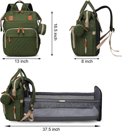 Lamroro Bolsa de pañales con cambiador, mochila de pañales 3 en 1 p...