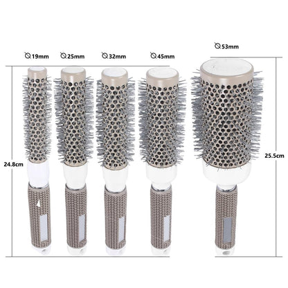 Juego de cepillos redondos para secado por soplado, cepillo de barril térmico profesional de iones de cerámica, cepillo térmico para hojas de cabello, cepillo de peinado de calor brillante, 5 tamaños