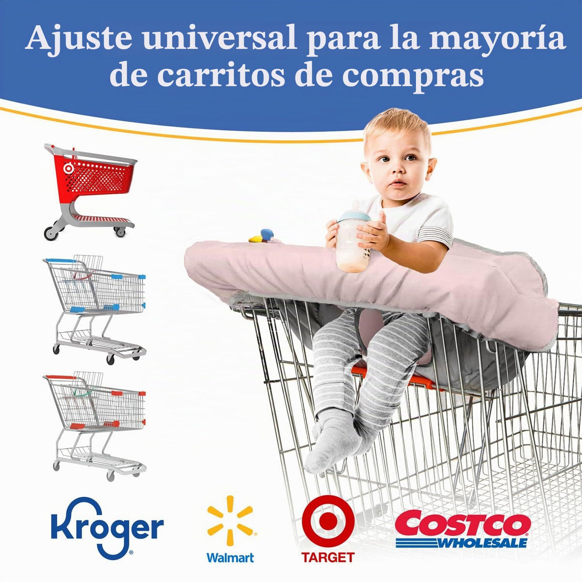 PILLANI Asiento de carrito de compras para bebé, funda de silla alt...