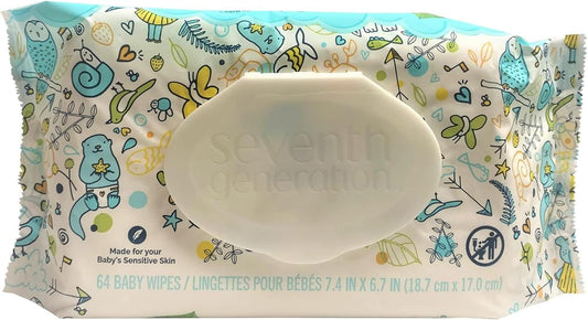SEVENTH GENERATION Toallitas para bebé,TRVL S1152313 64 CT 12-CS