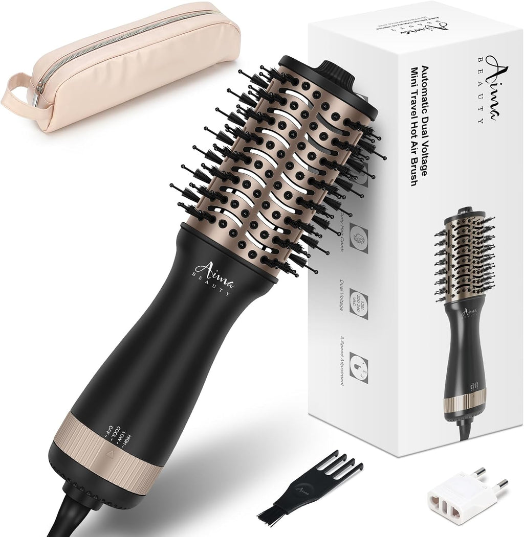 Aima Beauty Pequeño cepillo automático del secador de pelo del volt...