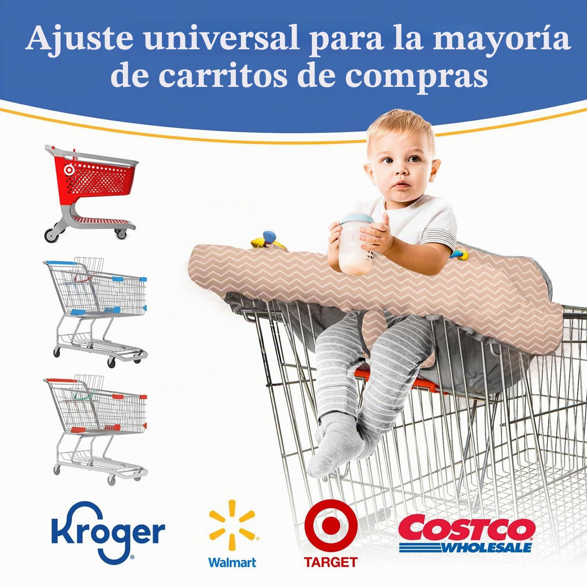 PILLANI Asiento de carrito de compras para bebé, funda de silla alt...